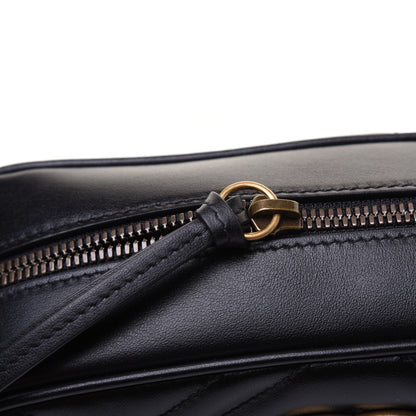 Gucci Calfskin Matelasse Small GG Marmont Chain Shoulder Bag Black 12 of 14