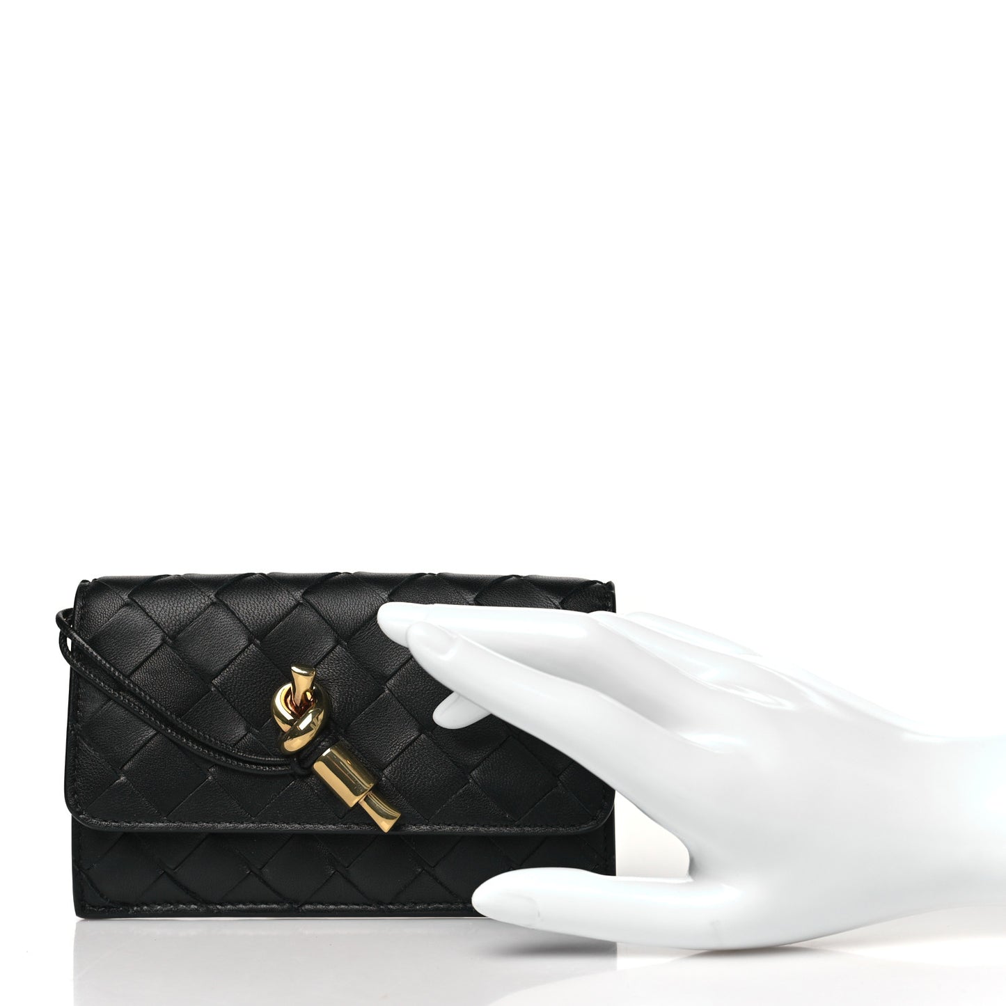 Nappa Intrecciato Andiamo Flap Card Case Black