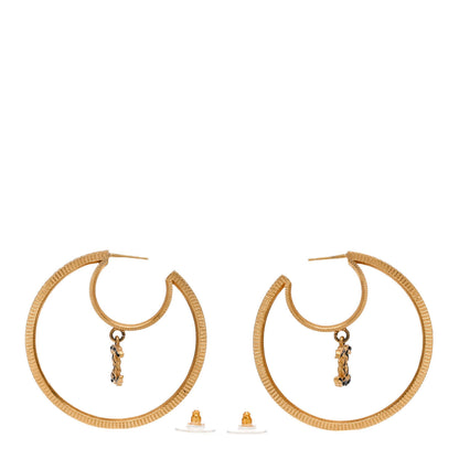 Chanel Baguette Crystal CC Drop Hoop Earrings Gold 3 of 5
