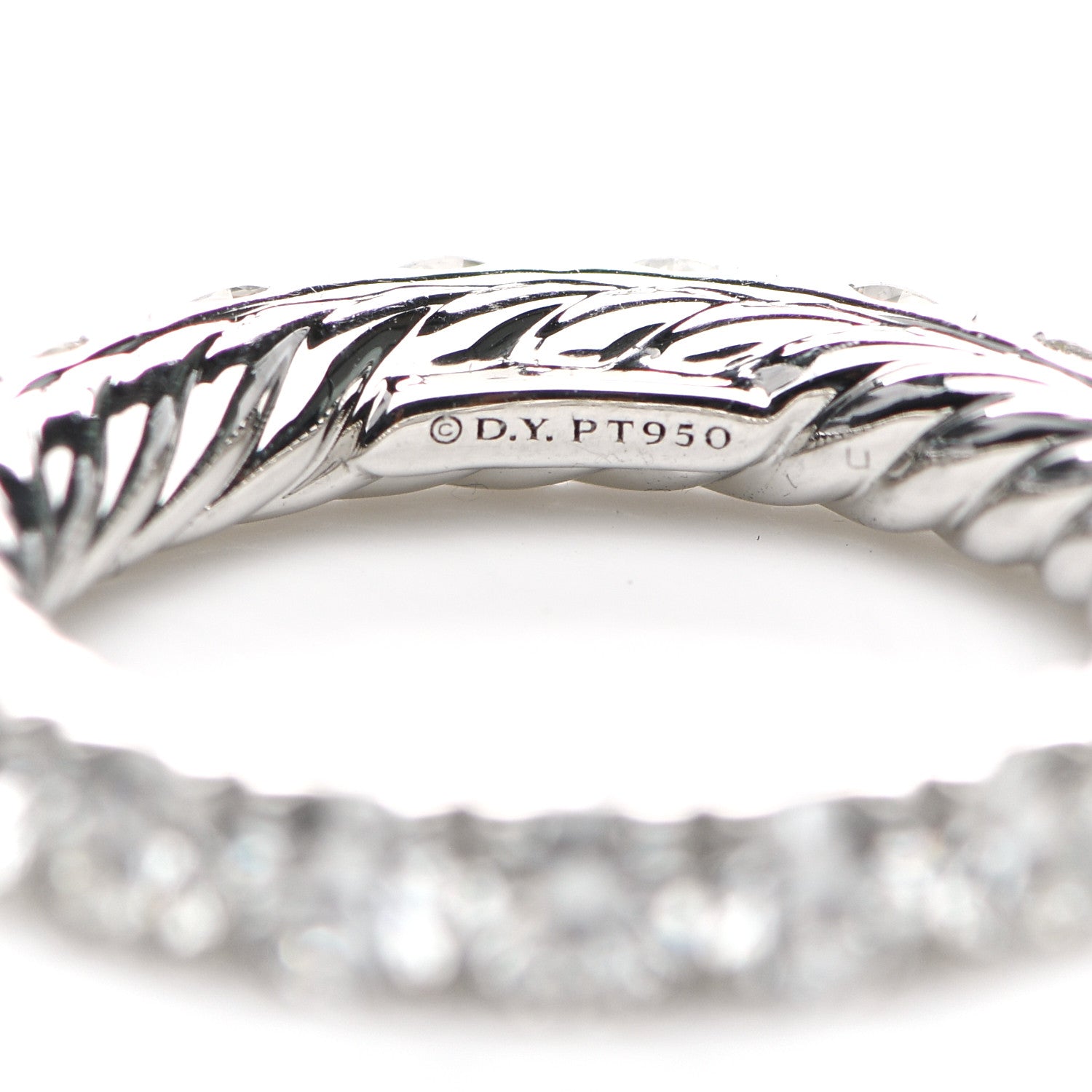 David Yurman Platinum Diamond 3.6mm Eden Eternity Wedding Band Ring 50 5.5 4 of 4