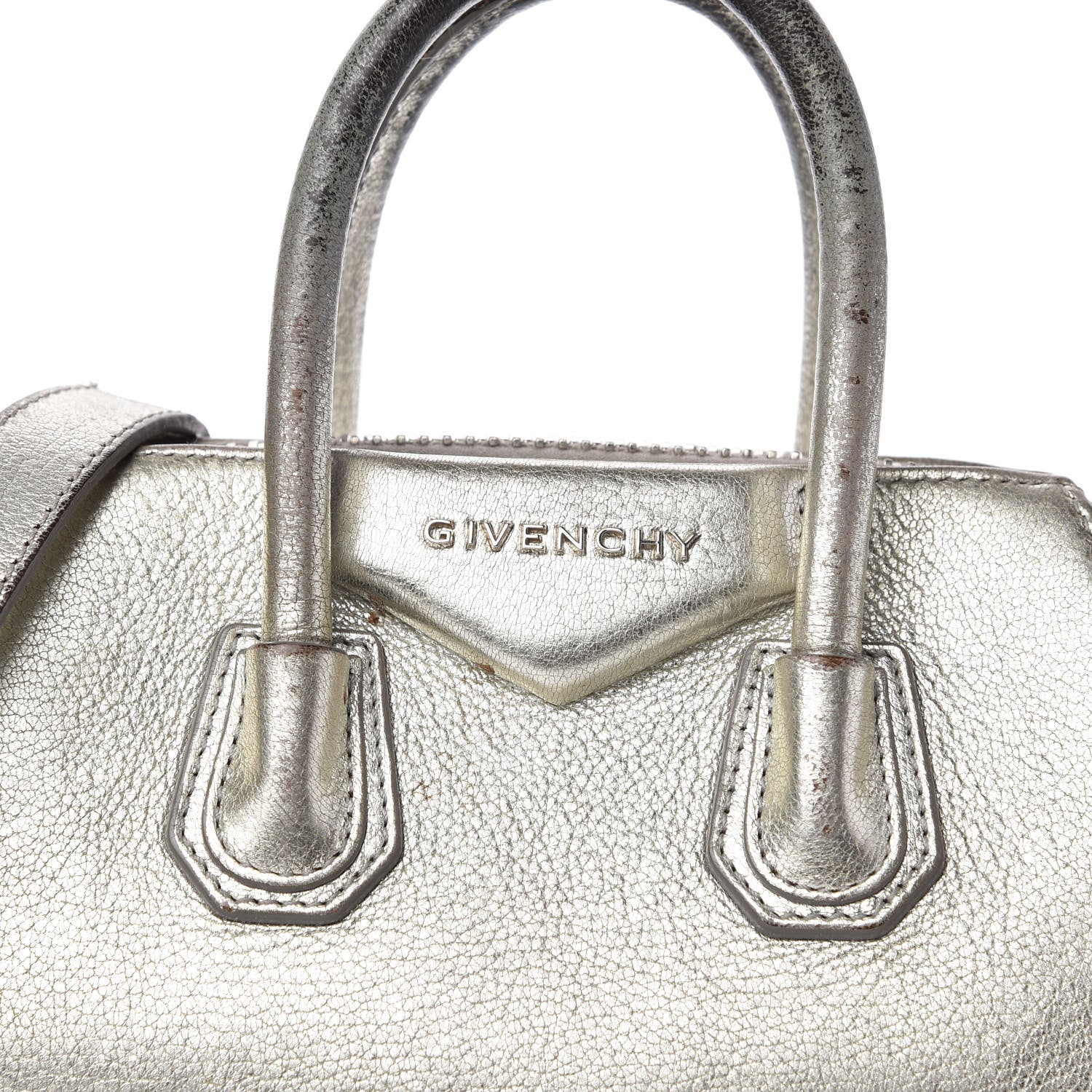 Givenchy Metallic Sugar Goatskin Mini Antigona Silver 10 of 12