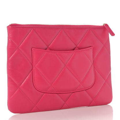 Chanel Shiny Goatskin Quilted Chanel 19 Pouch Dark Pink 3 of 11