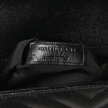 Saint Laurent Grain De Poudre Matelasse Chevron Large Monogram Satchel Black 7 of 10