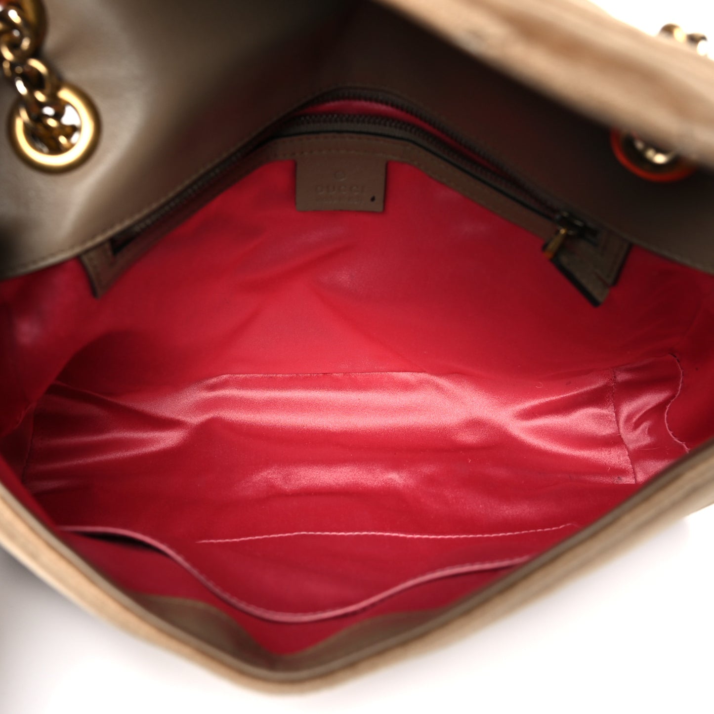 Velvet Matelasse Medium GG Marmont Shoulder Bag Taupe