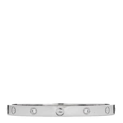 Cartier 18K White Gold 4 Diamond Love Bracelet 18 1 of 9