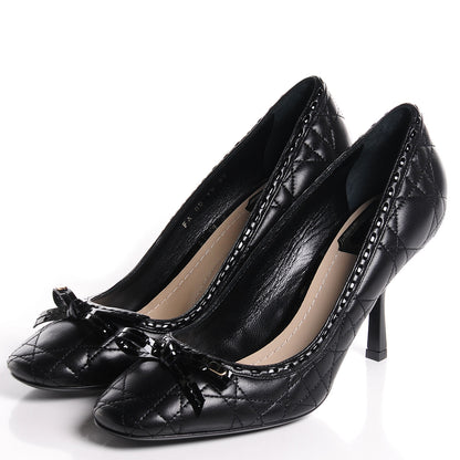 Christian Dior Lambskin Sweet Cannage Pumps 37 Black 3 of 6