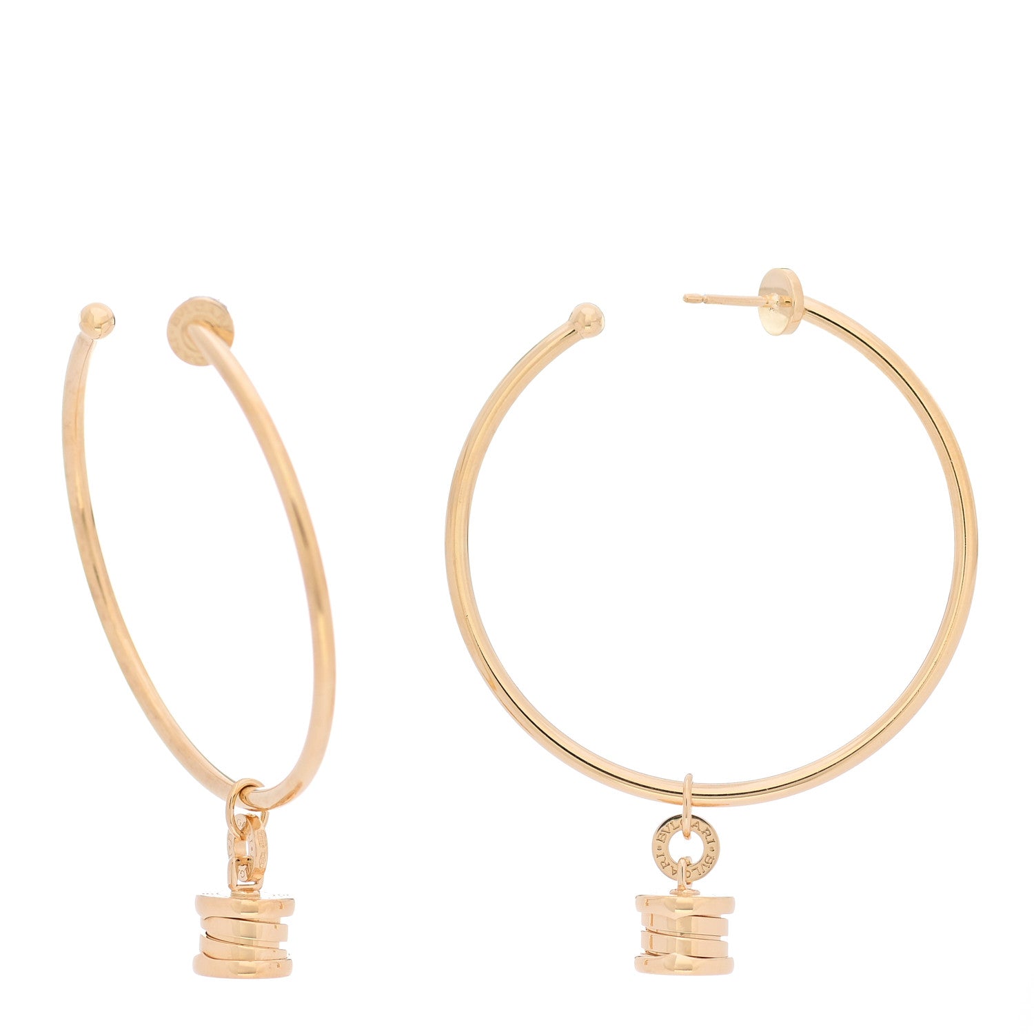 Bulgari 18K Yellow Gold B.Zero1 Dangle Hoop Earrings 1 of 7