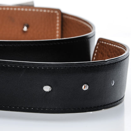 Hermes Box Togo 32mm Smile H Belt 90 Black Gold 5 of 7