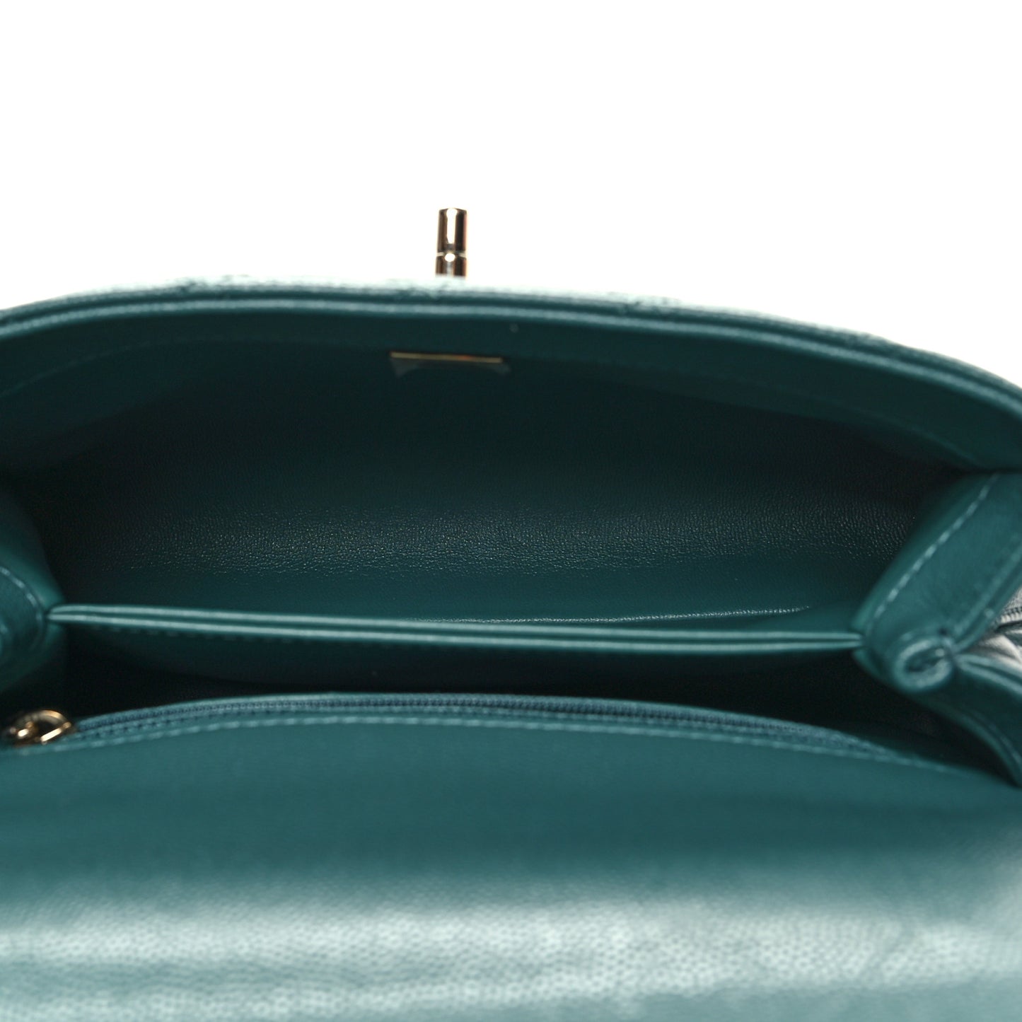 Caviar Quilted Mini Coco Handle Flap Green