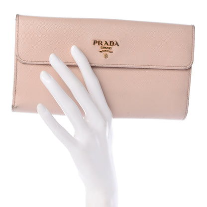 Prada Saffiano Metal Continental Flap Wallet Cipria 2 of 13