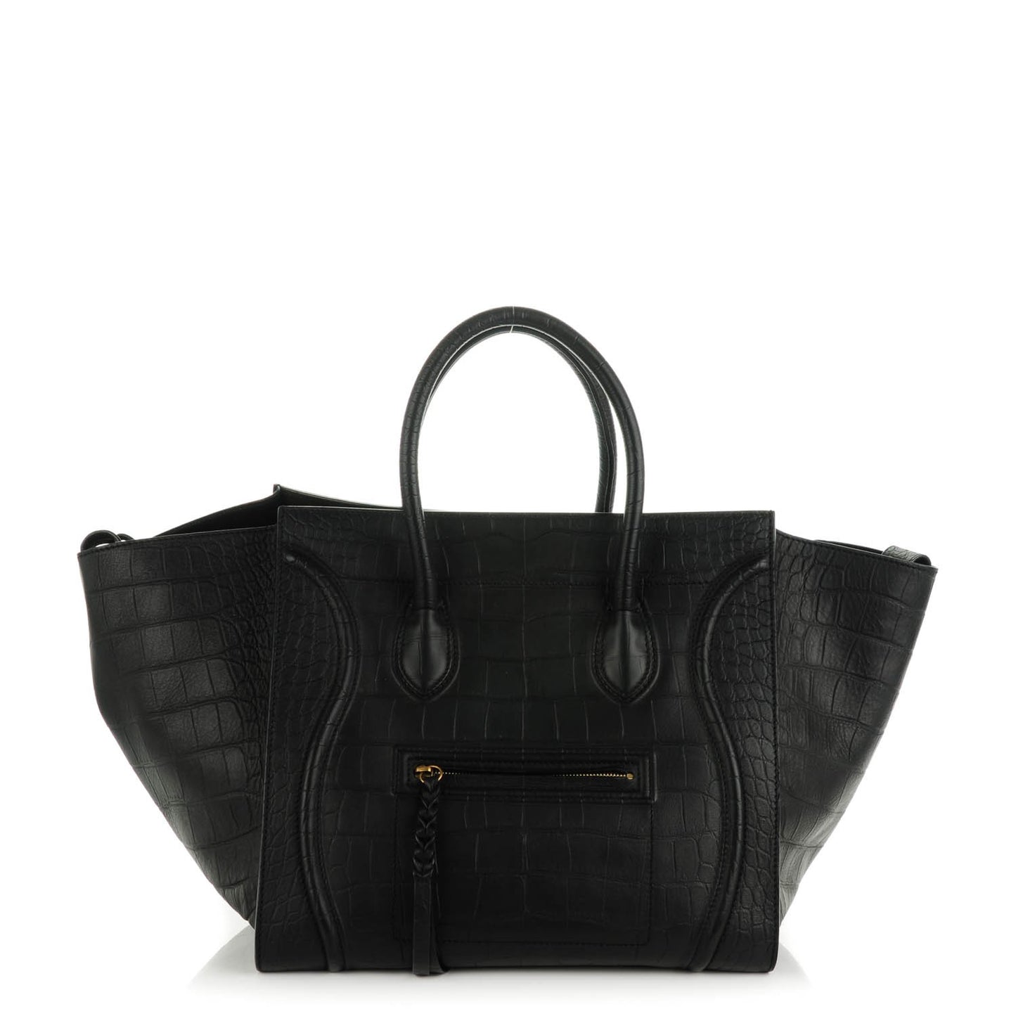 Crocodile Embossed Calfskin Luggage Phantom Luggage Black