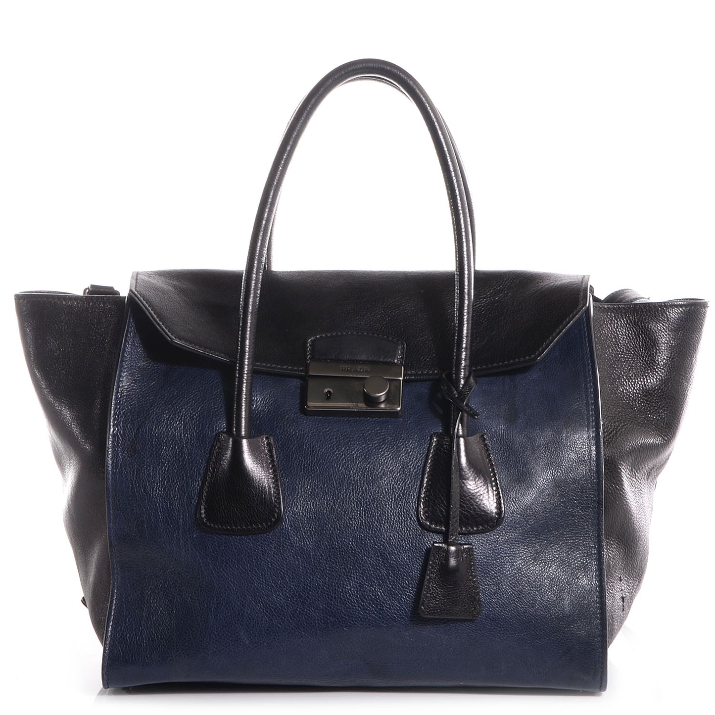 Glace Calf Large Twin Pocket Tote Bag Baltico Black
