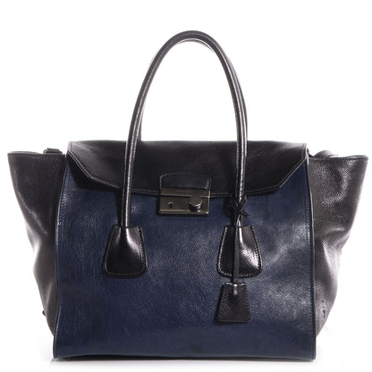 Prada Glace Calf Large Twin Pocket Tote Bag Baltico Black 1 of 9