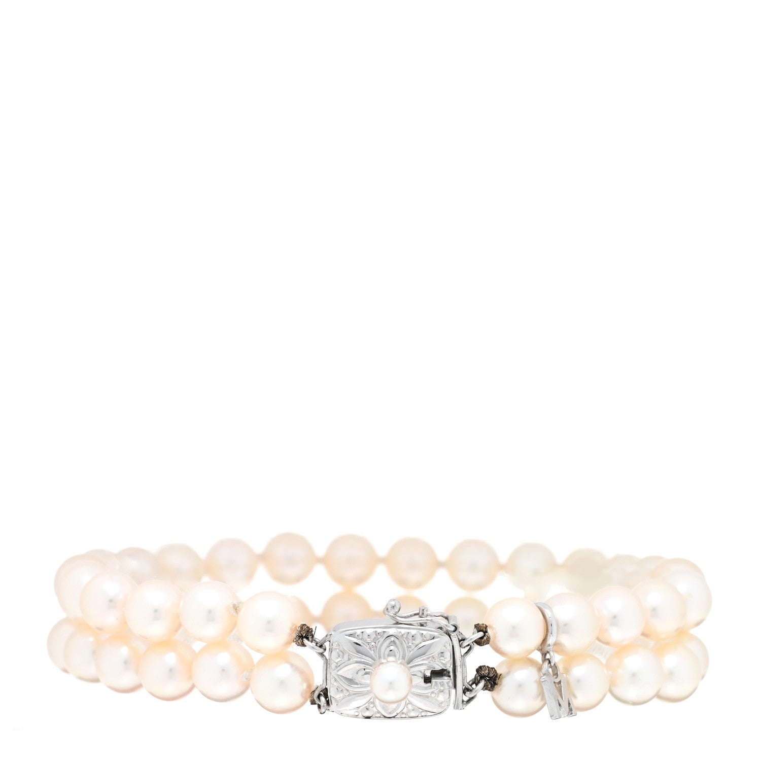 Mikimoto 18K White Gold Akoya Pearl 6mm Double Strand Bracelet 2 of 3