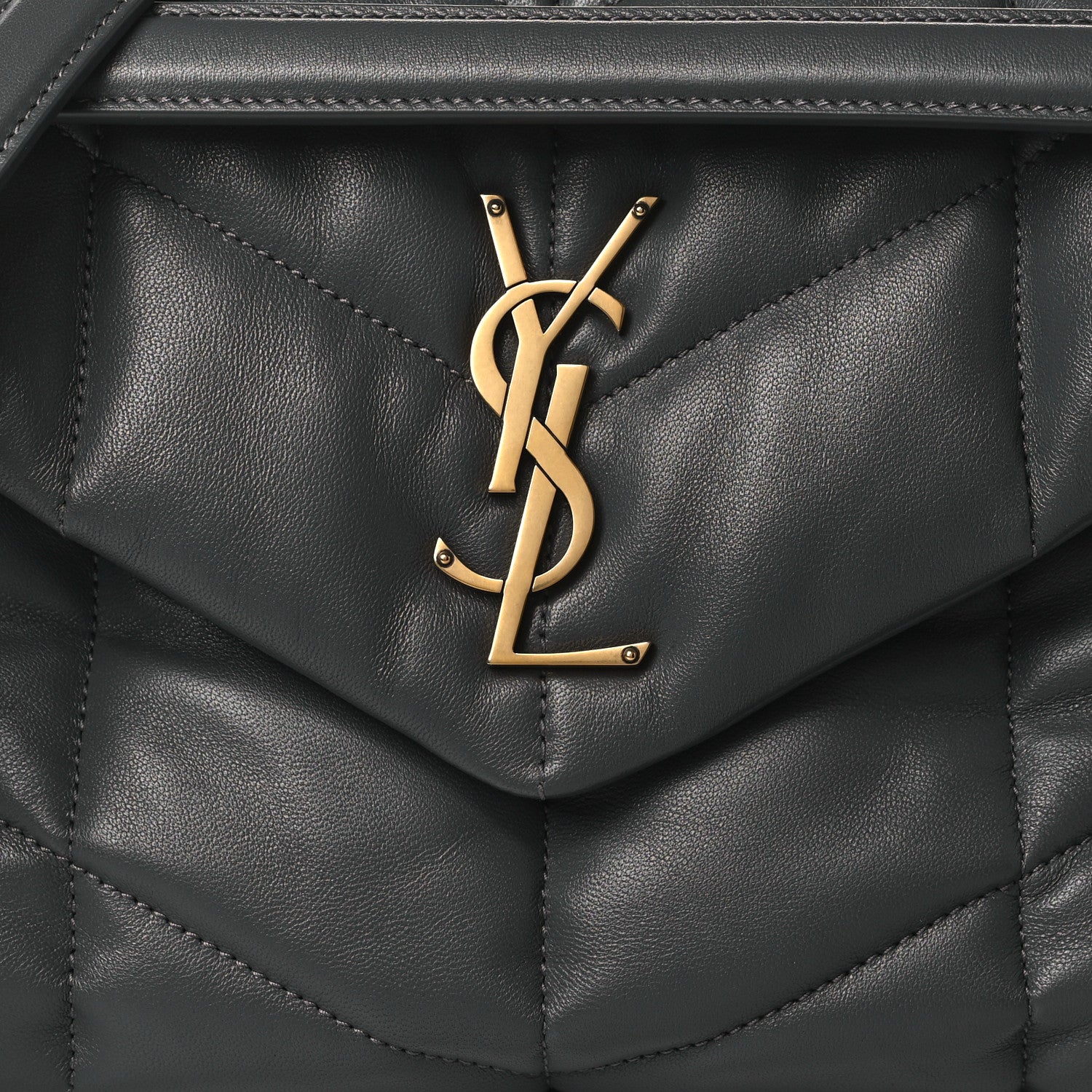 Saint Laurent Calfskin Quilted Small Loulou Puffer Monogram Chain Satchel Storm 8 of 10