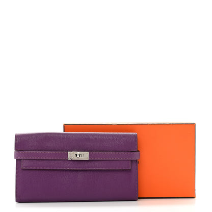 Hermes Chevre Mysore Kelly Longue Wallet Violet 11 of 11