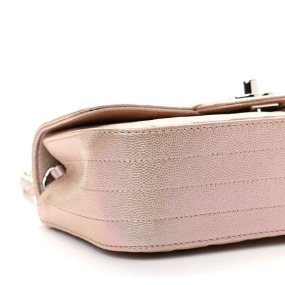 Chanel Iridescent Caviar Chevron Quilted Mini Rectangular Flap Light Gold 8 of 11