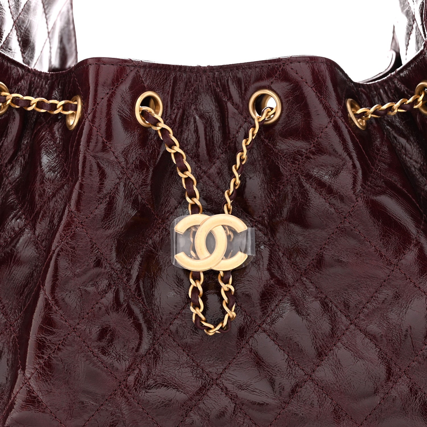 Chanel Shiny Crumpled Calfskin Quilted Small Chanel 25 Handbag Burgundy 8 of 11
