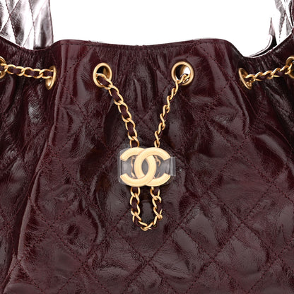 Chanel Shiny Crumpled Calfskin Quilted Small Chanel 25 Handbag Burgundy 8 of 11