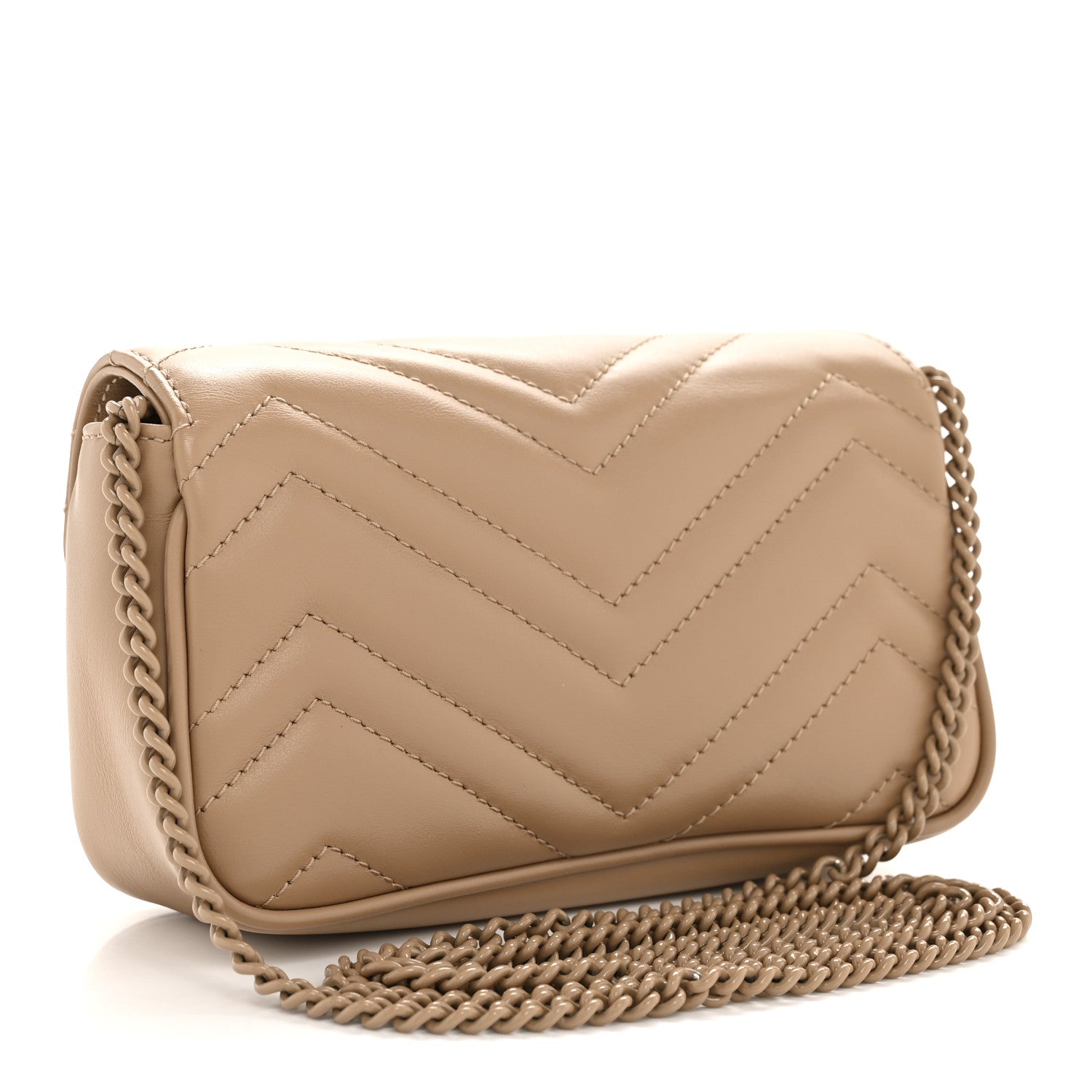 Gucci Calfskin Matelasse Monochrome Super Mini GG Marmont Shoulder Bag Camelia 3 of 10
