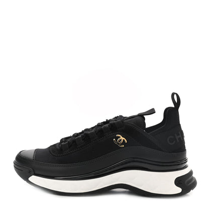 Chanel Velvet Calfskin Mixed Fibers CC Sneakers 36.5 Black 2 of 14
