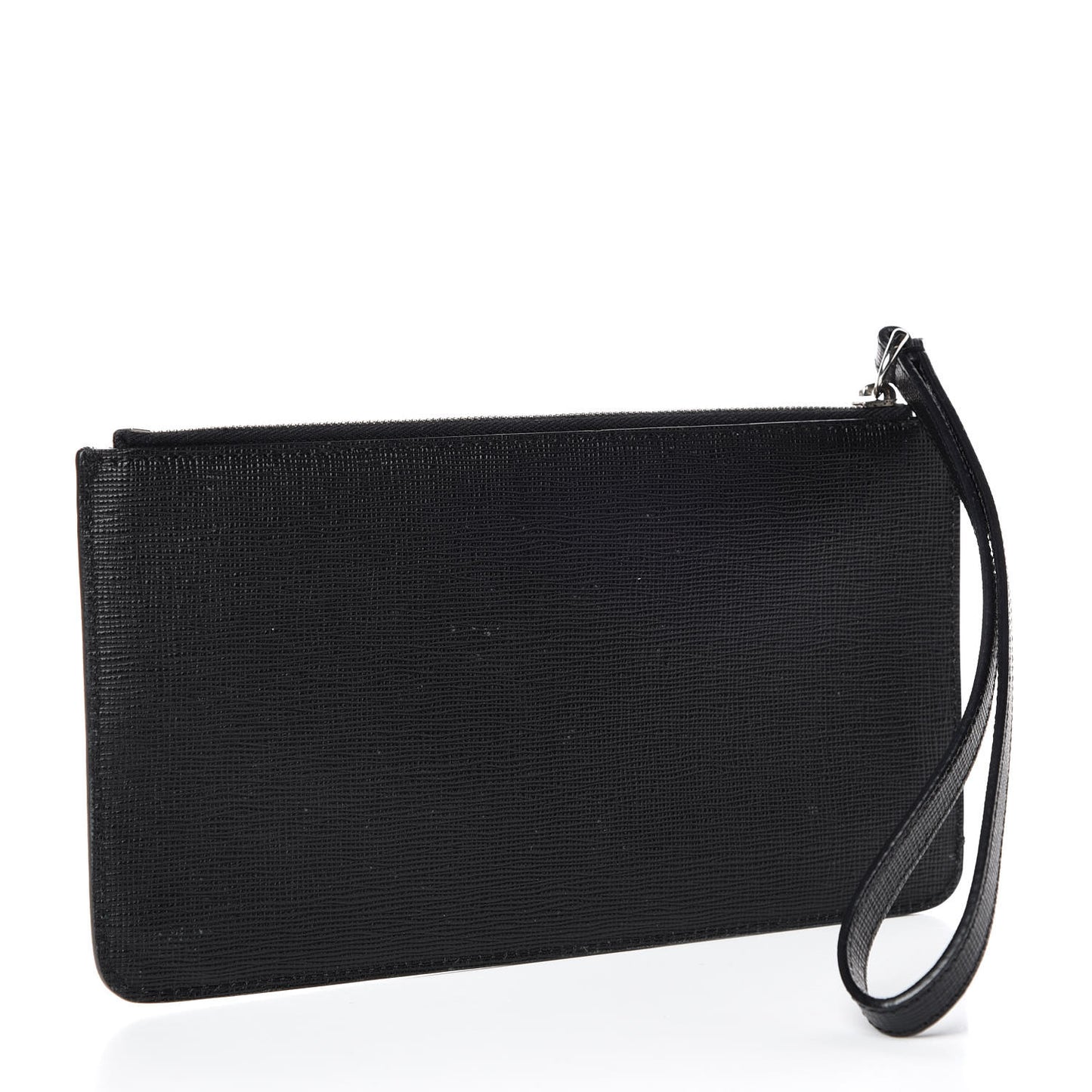 Vitello Elite Mink Fur Studded Karlito Zip Pouch Black