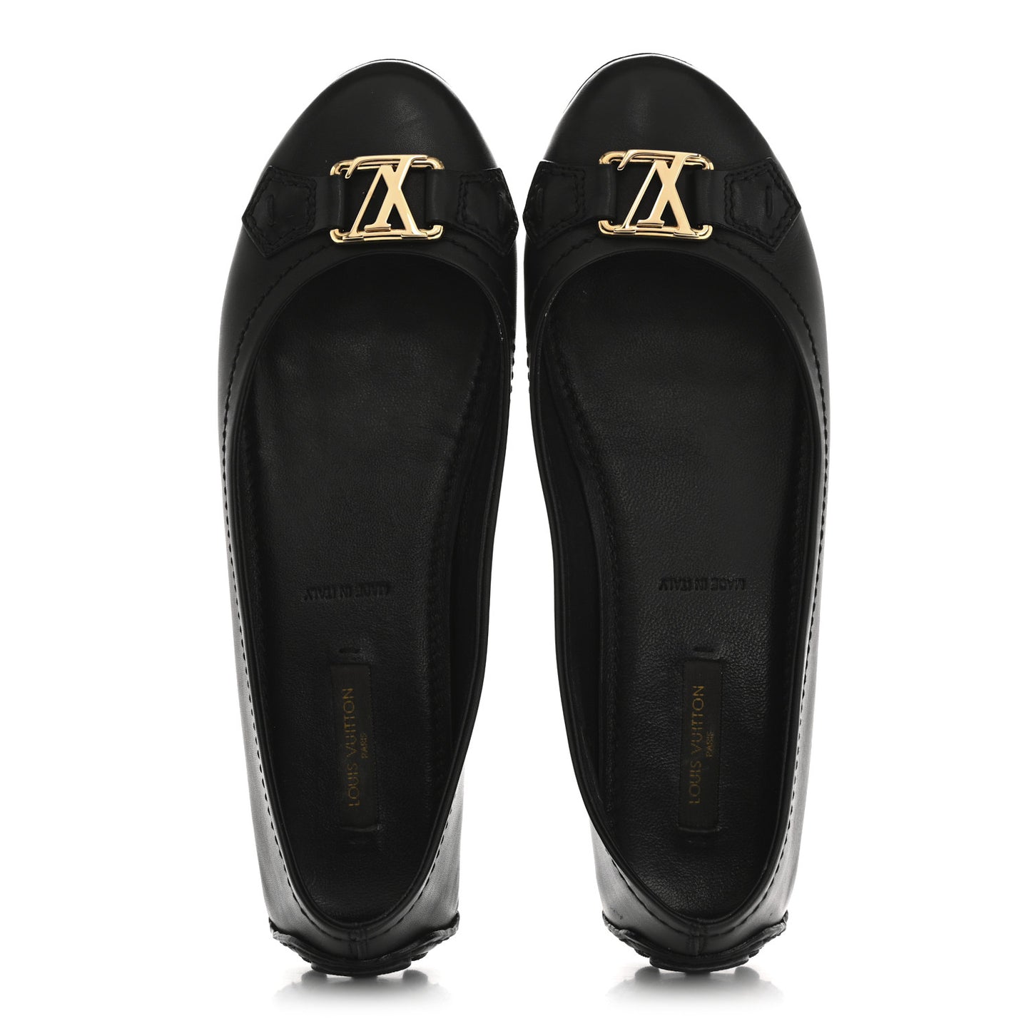 Calfskin Oxford Ballerina Flats 36.5 Black