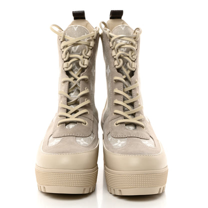 Louis Vuitton Suede Calfskin Laureate Platform Desert Boots 39 Taupe 2 of 8