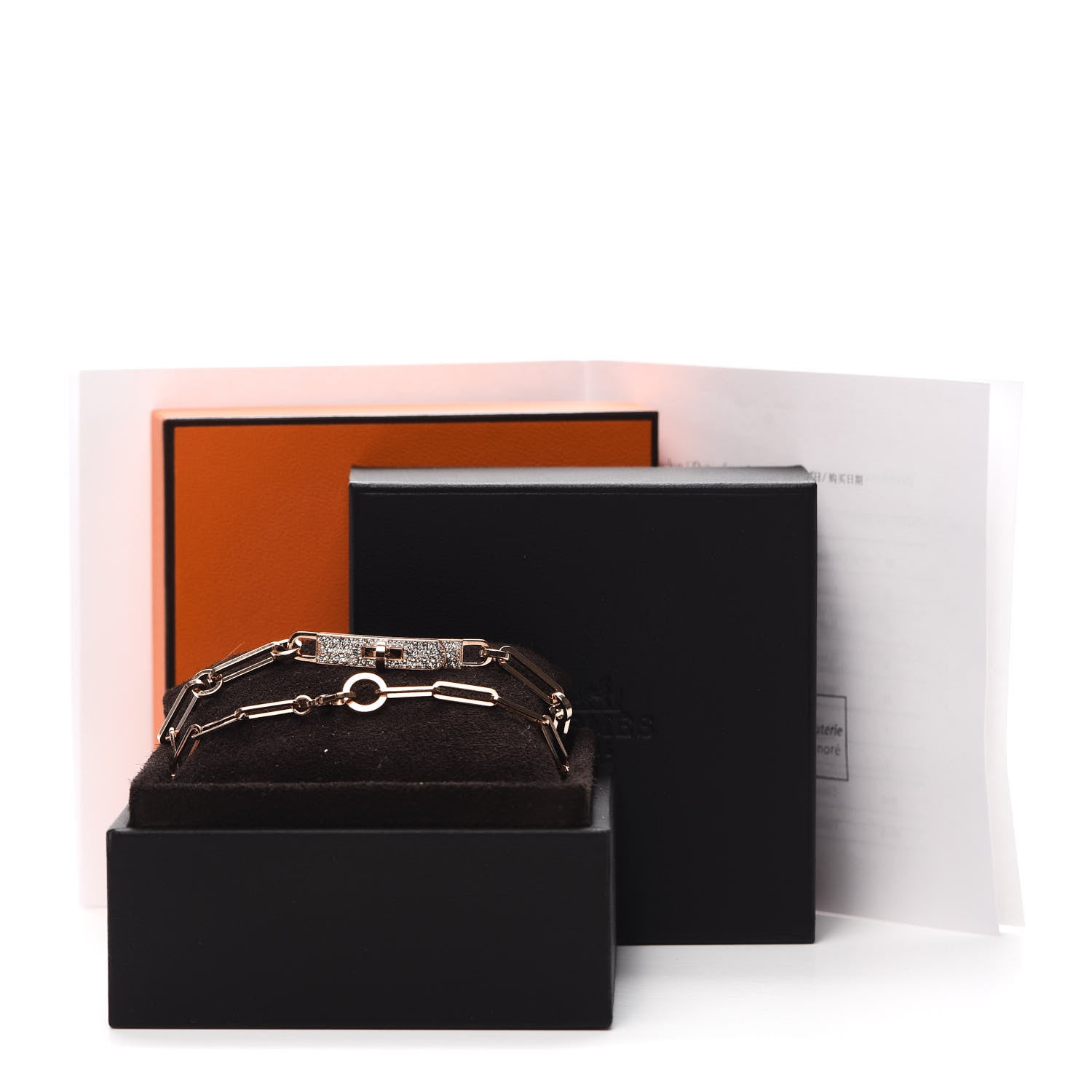 Hermes 18K Rose Gold Diamond Pave Kelly Chaine Choker Necklace 5 of 5