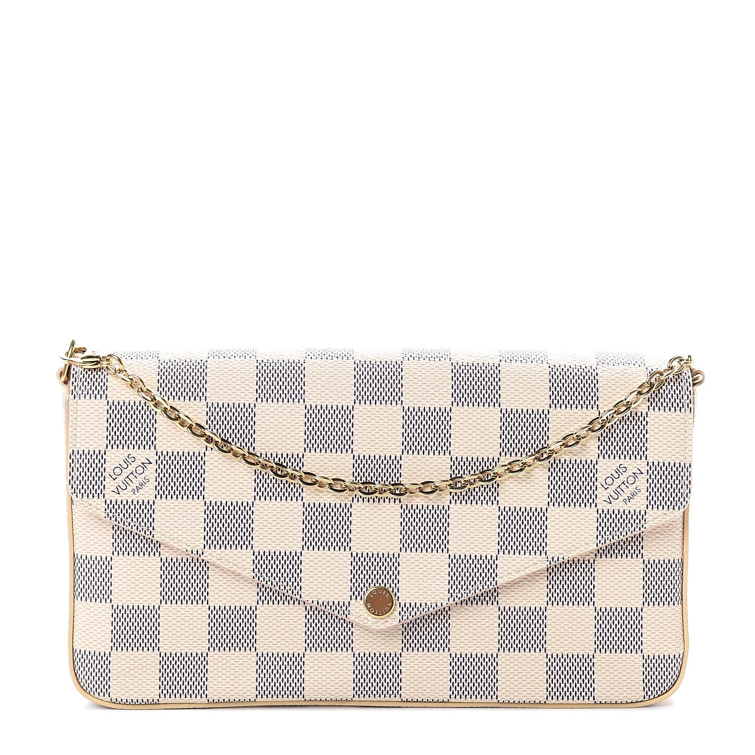Louis Vuitton Damier Azur Pochette Felicie Chain Wallet Rose Ballerine 1 of 8