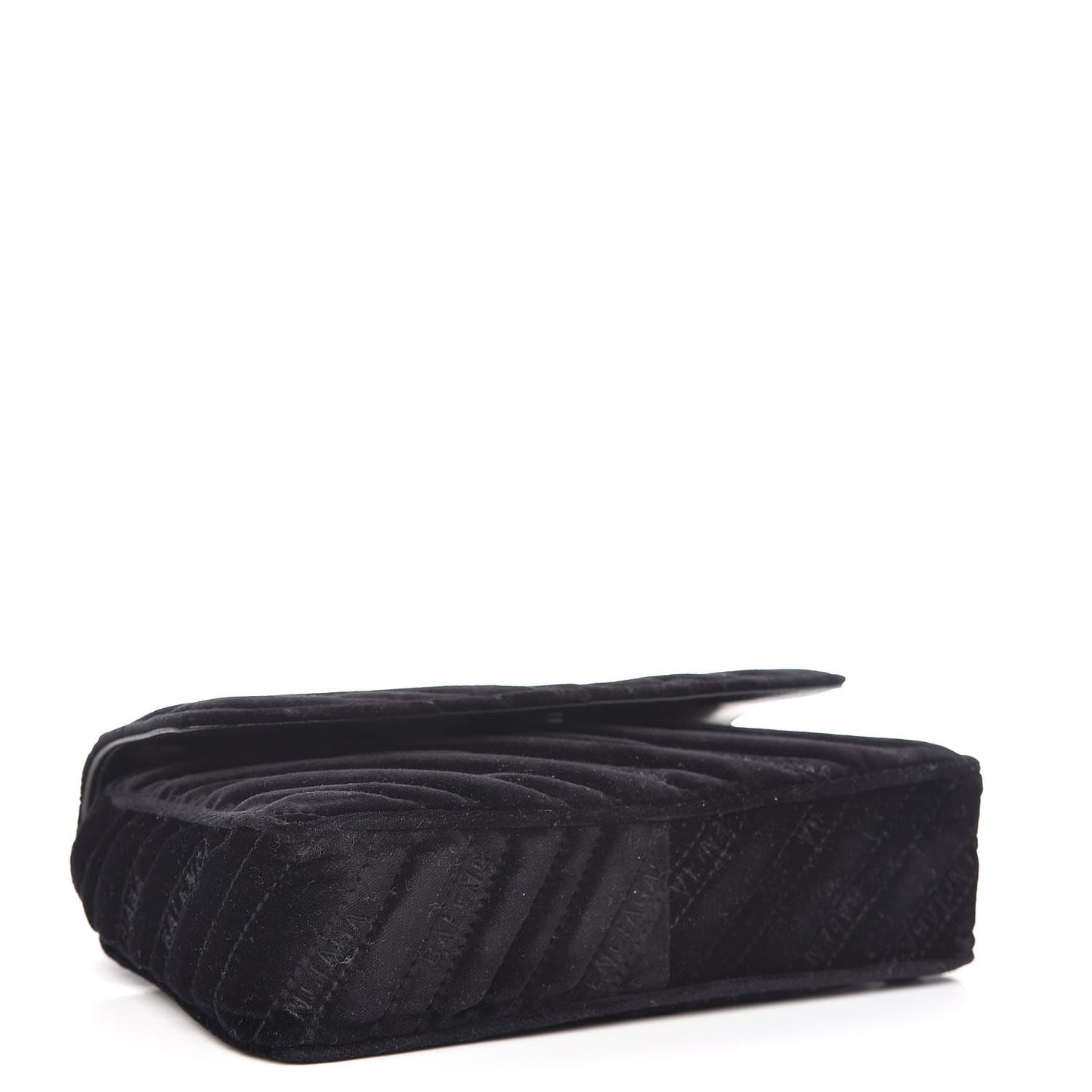 Velvet Logo Matelasse BB Chain Wallet Black