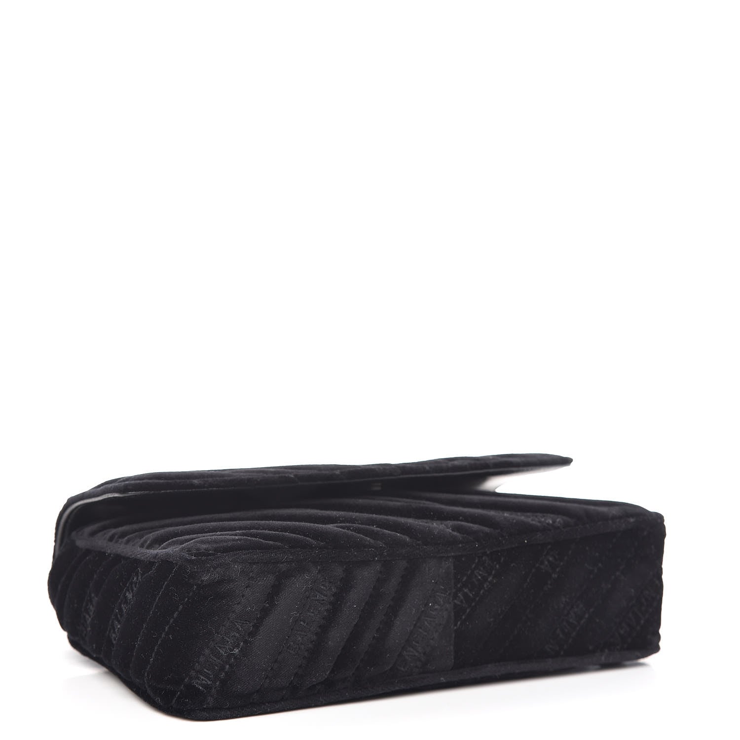 Balenciaga Velvet Logo Matelasse BB Chain Wallet Black 4 of 10