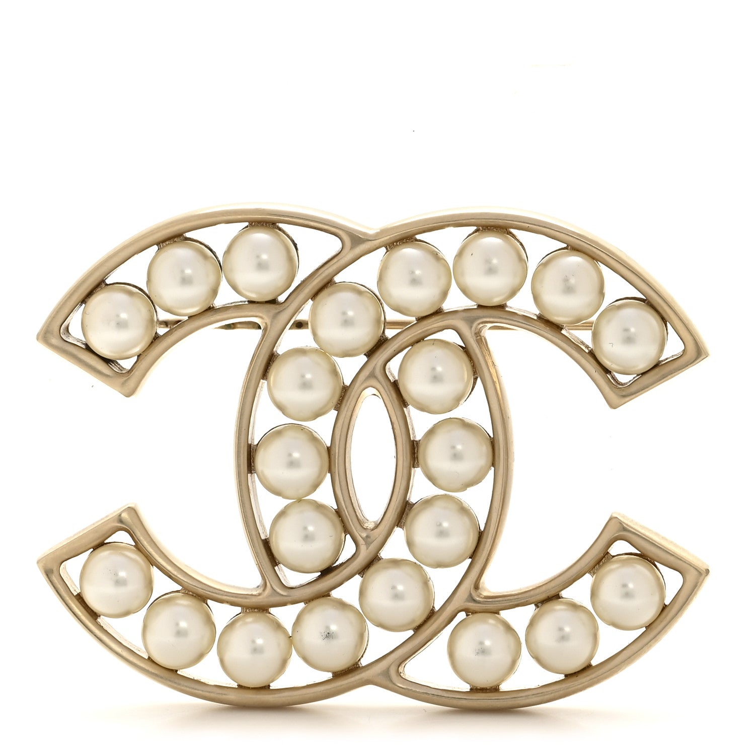 Chanel Pearl CC Brooch Light Gold 1 of 4