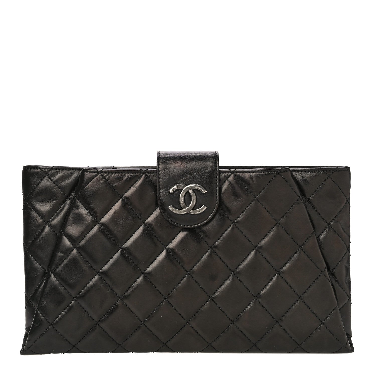 Chanel Aged Calfskin Quilted Zip Clutch Black 1 of 22