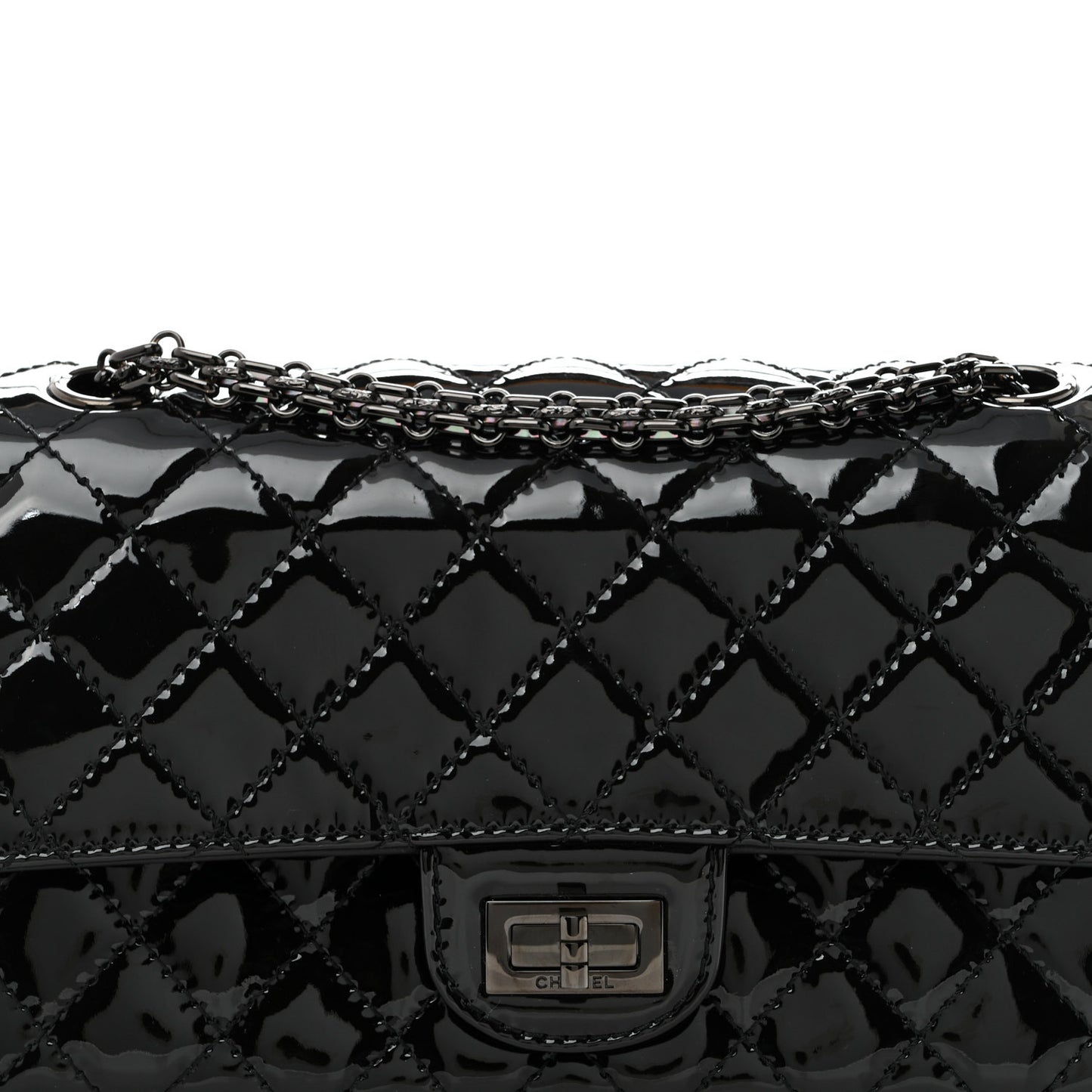 Patent Calfskin Quilted 2.55 Reissue 225 Flap So Black
