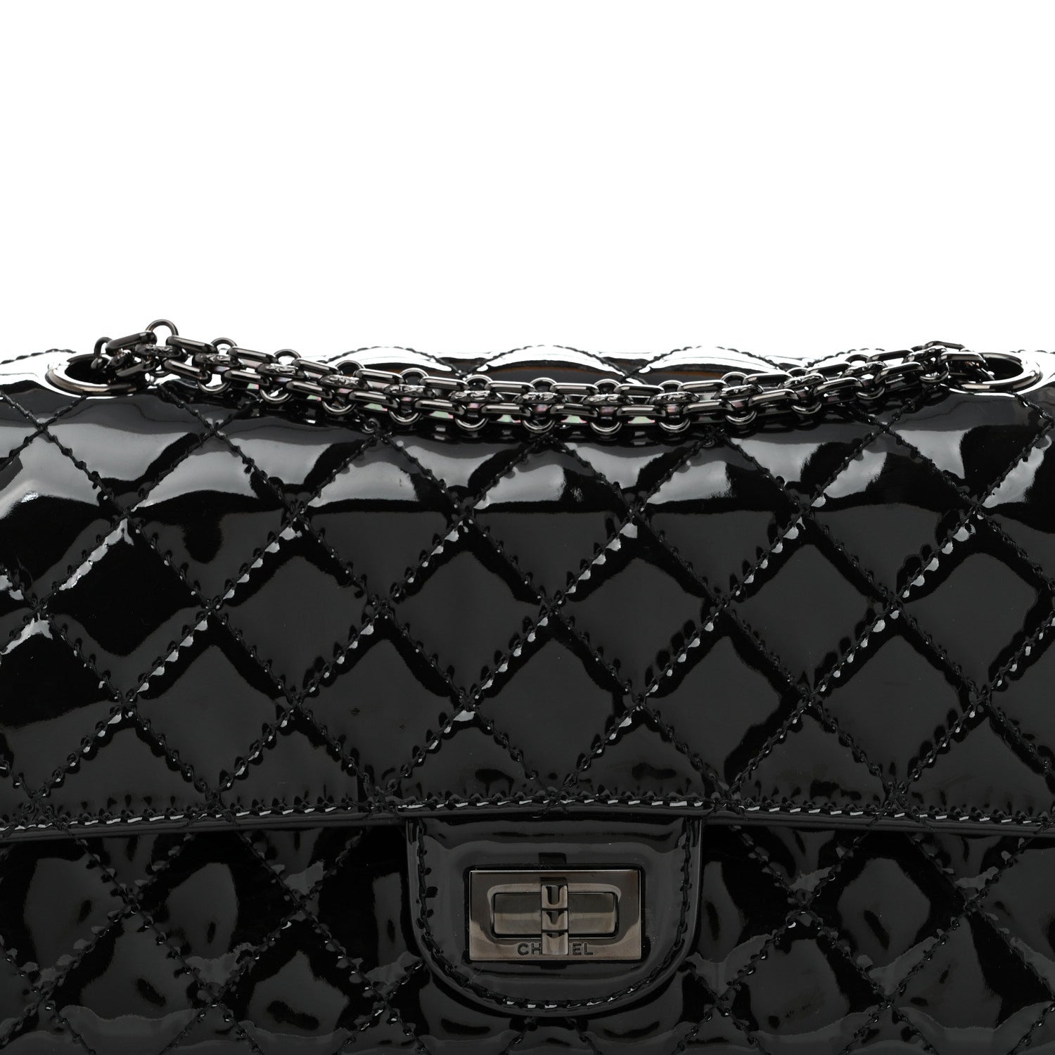Chanel Patent Calfskin Quilted 2.55 Reissue 225 Flap So Black 7 of 10