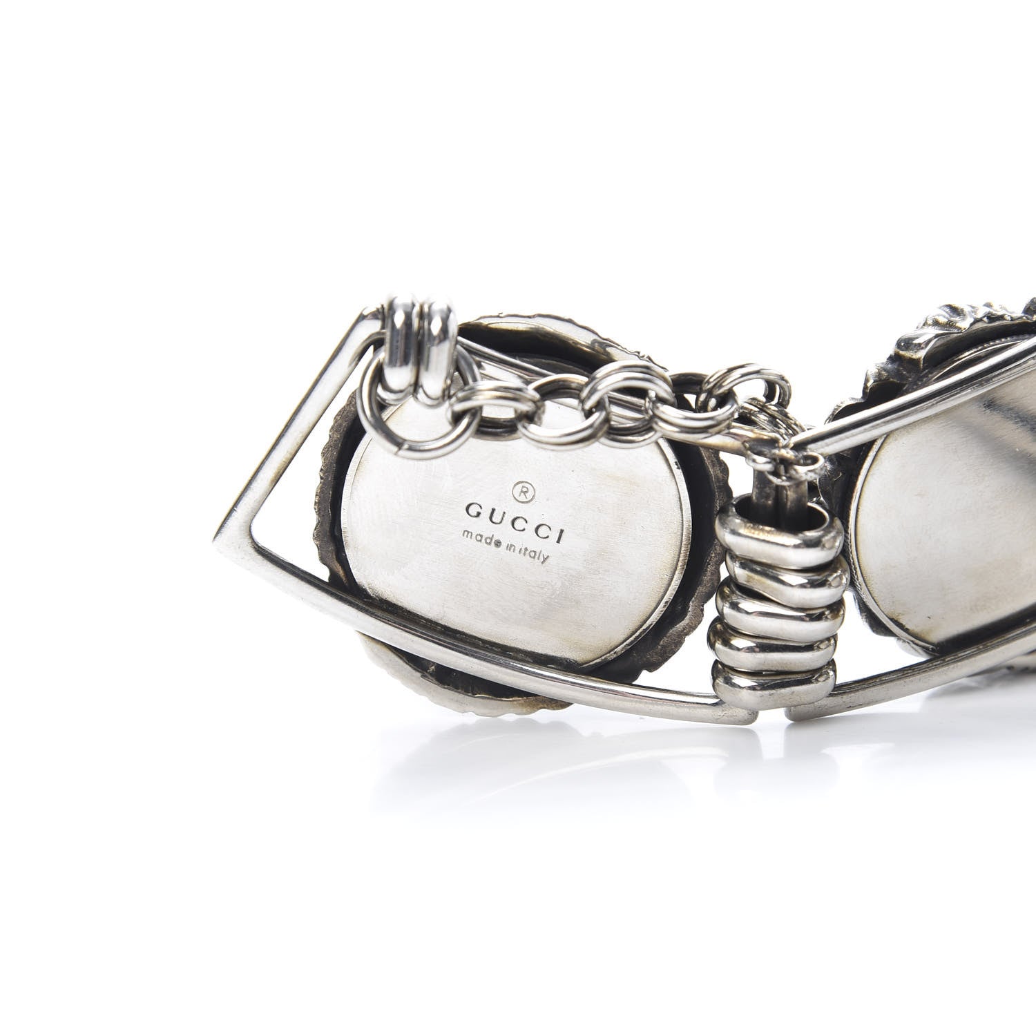 Gucci Metal Lion Heads Necklace Aged Silver 4 of 6