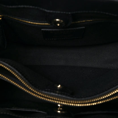 Burberry Grainy Calfskin House Check Medium Banner Tote Black 5 of 10