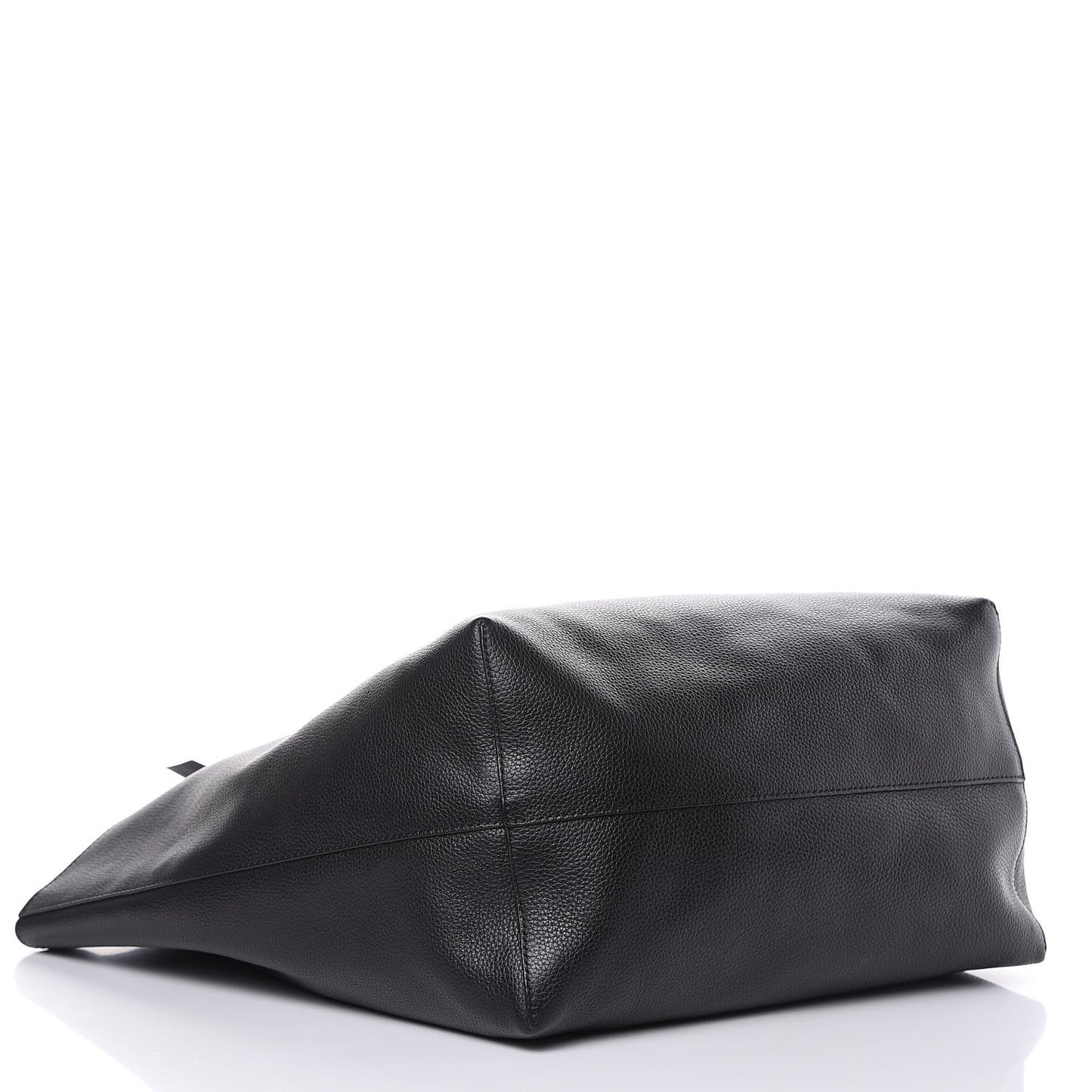 Grained Calfskin Skull Open Shopper Tote Black
