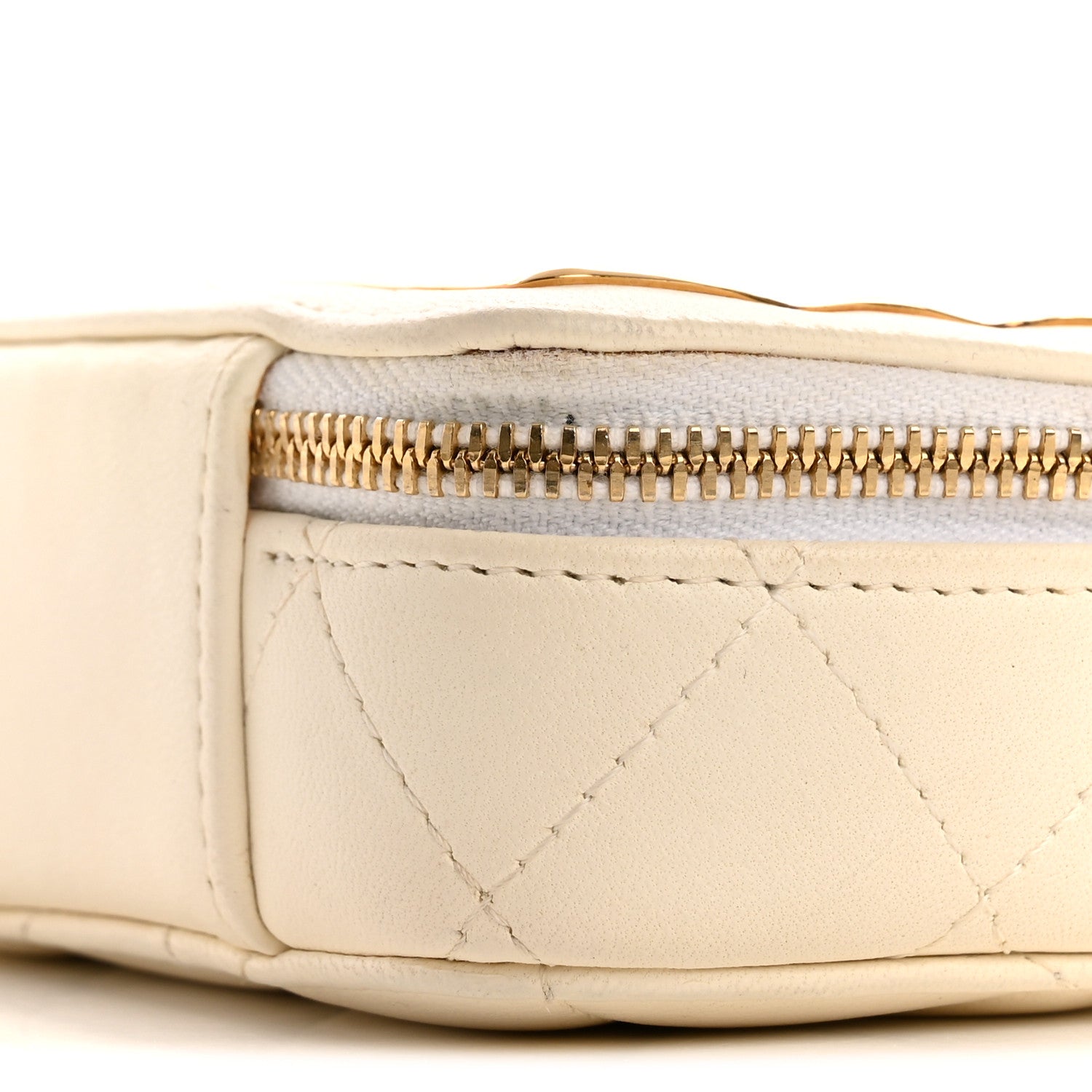 Chanel Lambskin Quilted Golden Plate Clutch With Chain White 10 of 11