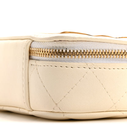 Chanel Lambskin Quilted Golden Plate Clutch With Chain White 10 of 11