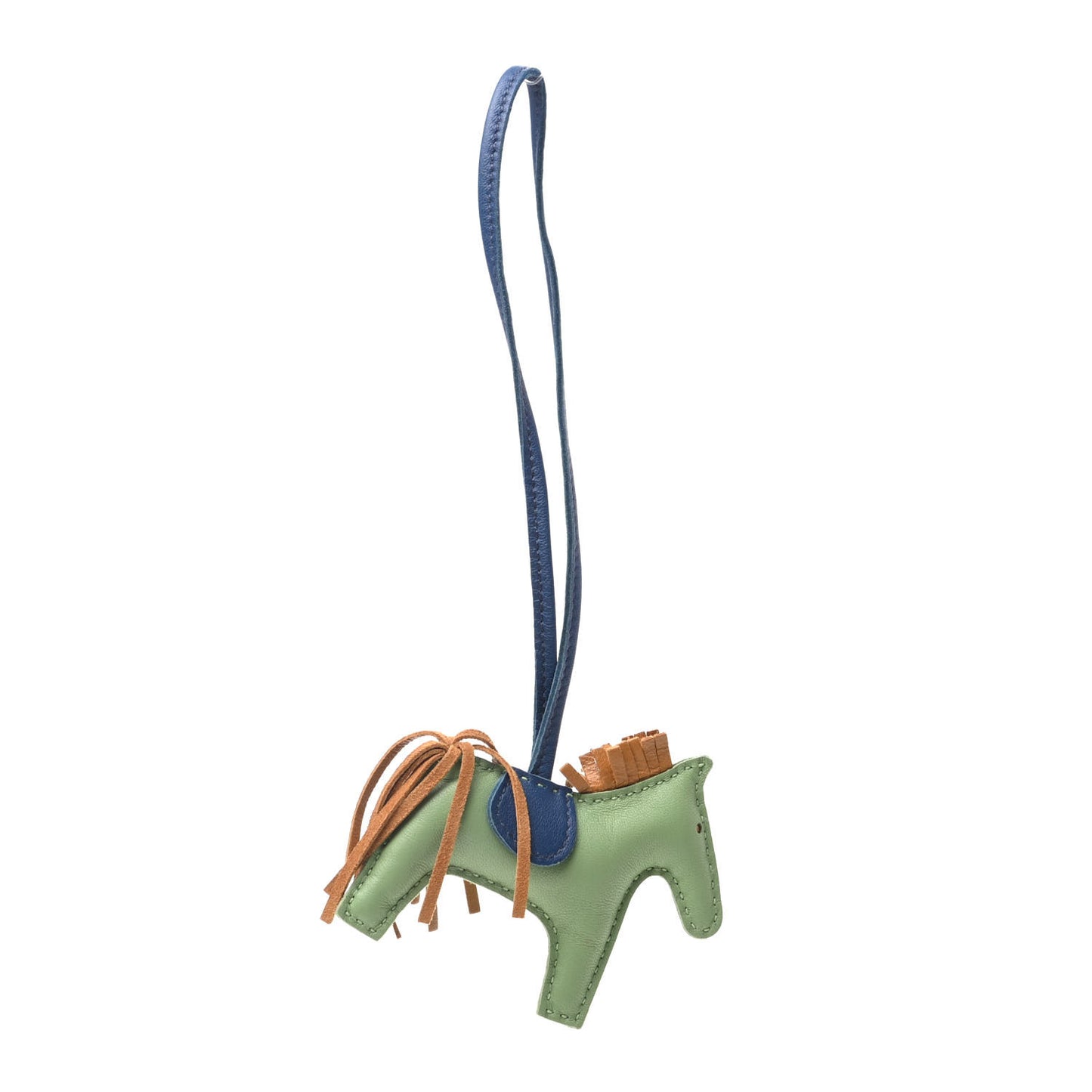 Milo Lambskin Grigri Rodeo Horse Bag Charm PM Vert Criquet Sesame Bleu de Malte