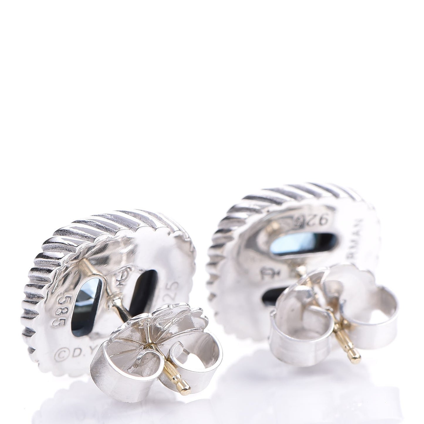Sterling Silver 14K Yellow Gold Blue Topaz 13mm Albion Earrings