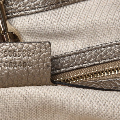 Gucci Metallic Pebbled Calfskin Medium Soho Chain Shoulder Bag Golden Beige 8 of 16