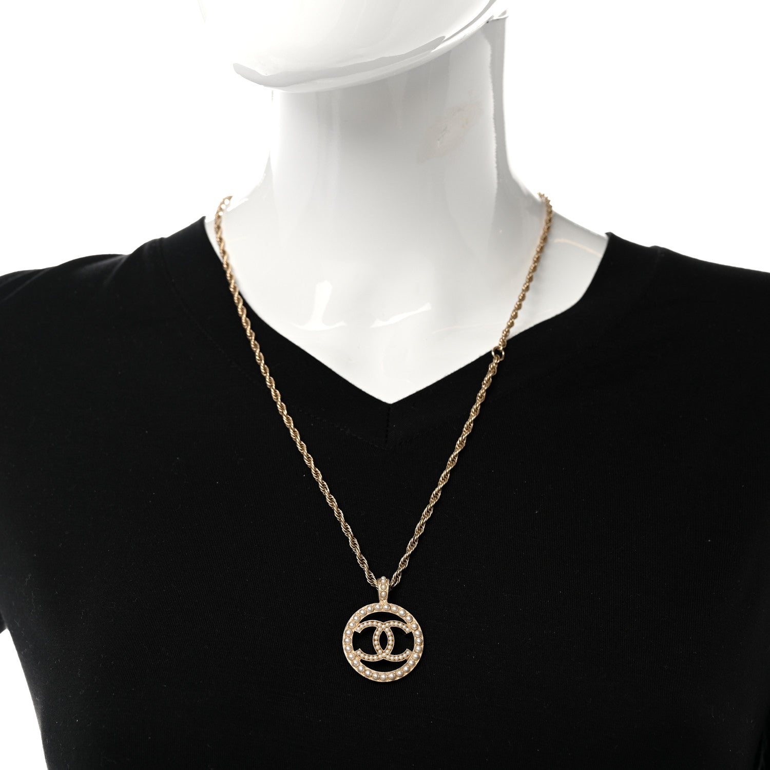 Chanel Pearl CC Medallion Necklace Gold 2 of 6