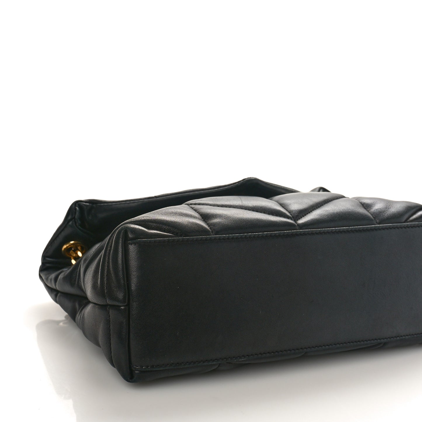 Lambskin Quilted Small Loulou Puffer Monogram Chain Satchel Black