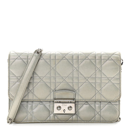 Christian Dior Metallic Calfskin Cannage Miss Dior Promenade Pouch Grey 1 of 10