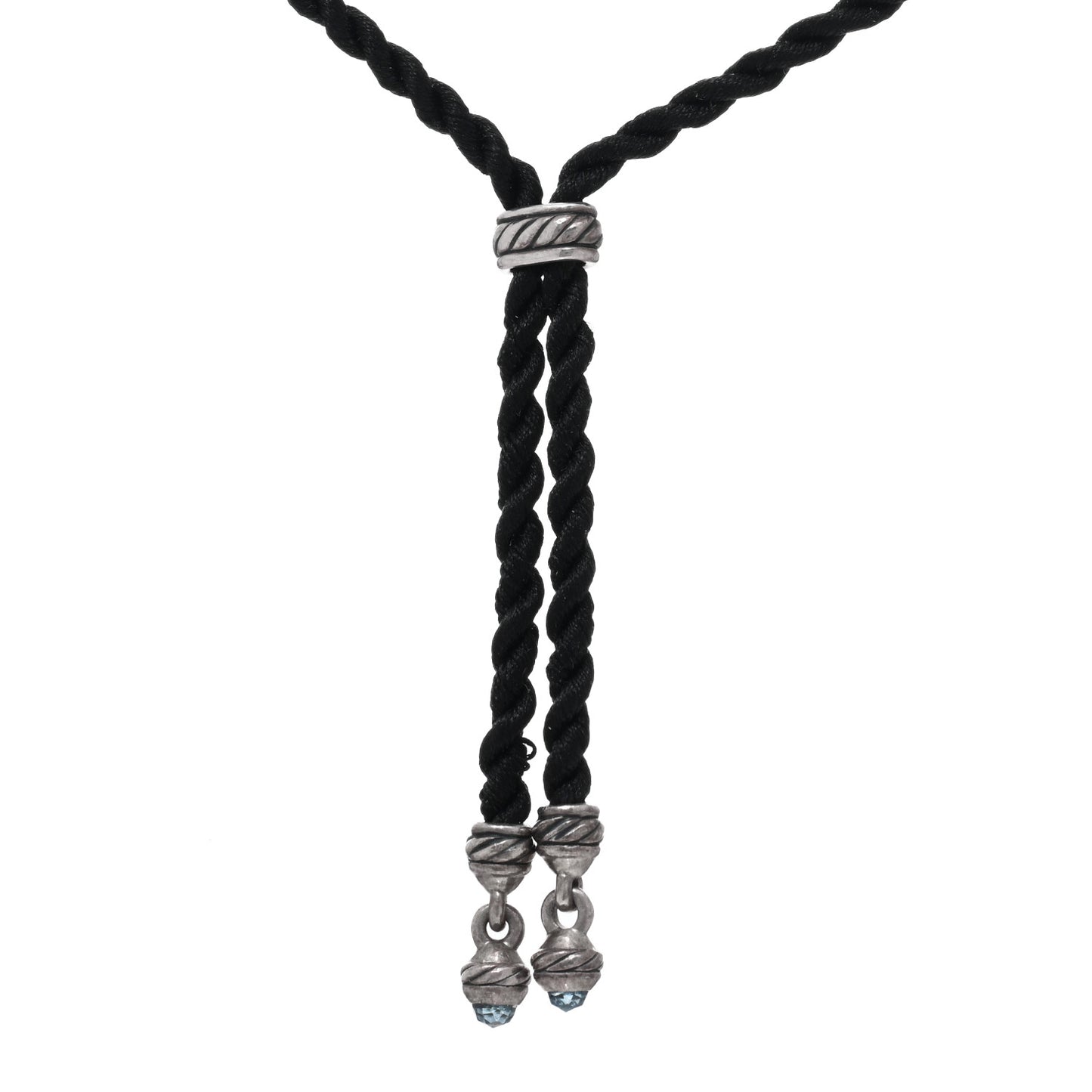 Sterling Silver Blue Topaz Cable Berries Pendant Cord Necklace