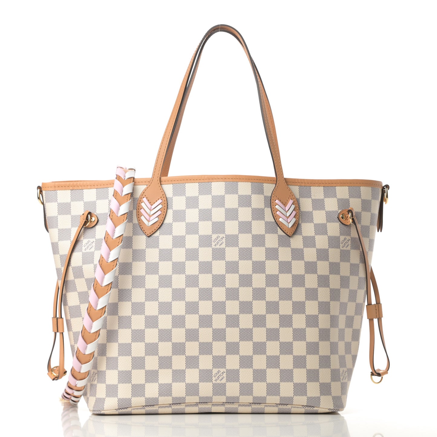 Damier Azur Braided Neverfull MM Pink