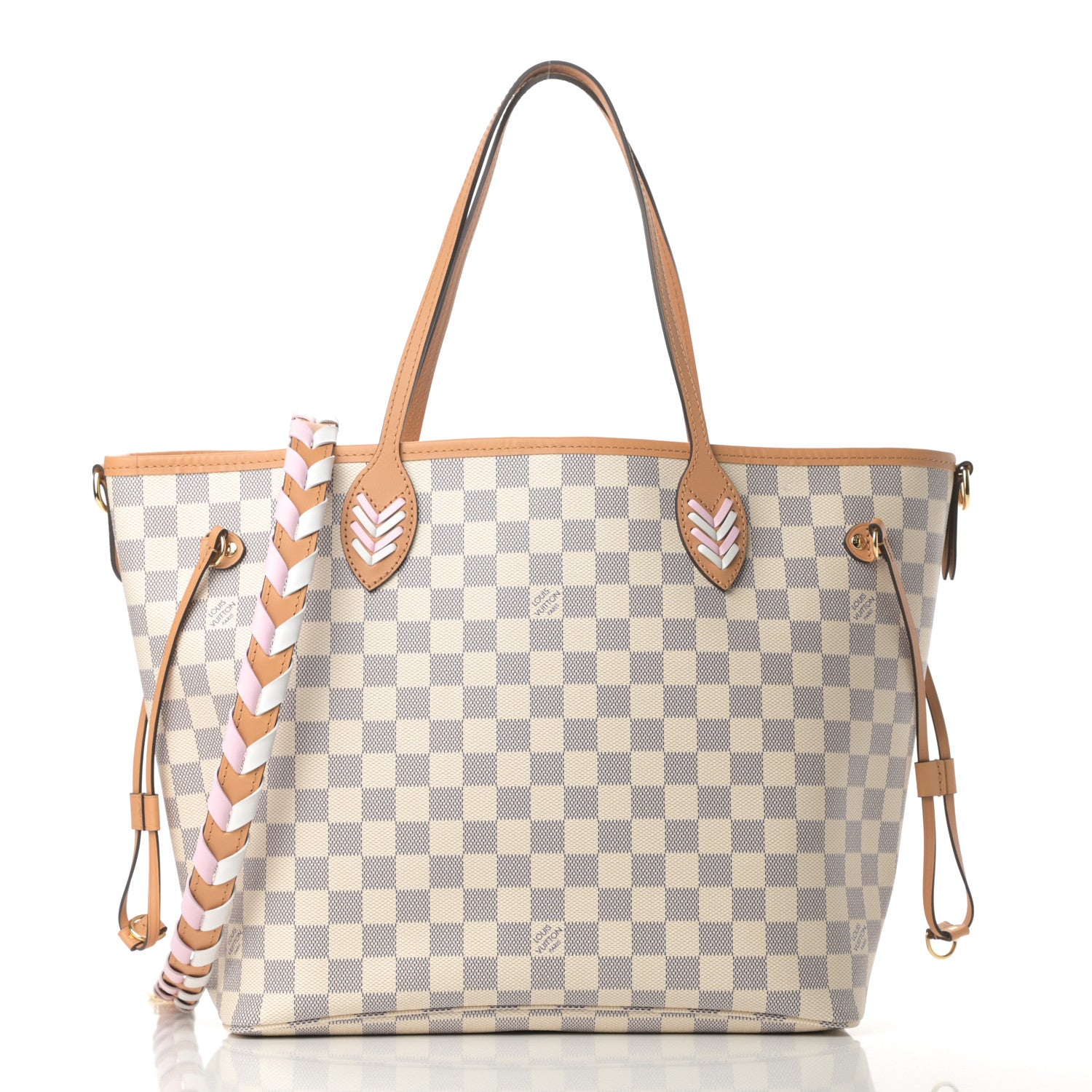 Louis Vuitton Damier Azur Braided Neverfull MM Pink 773622